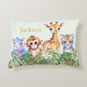 Custom Name Tropical Jungle Baby animals Decorative Cushion