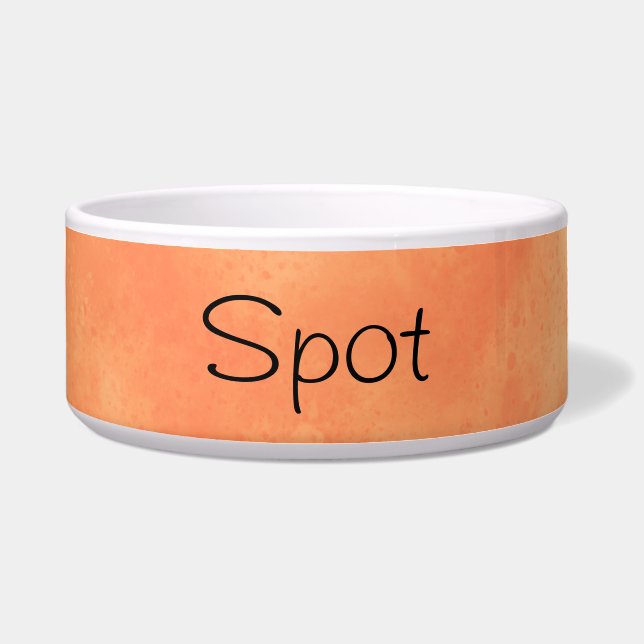 Custom Name Tropical Orange Ceramic Pet Bowl (Front)