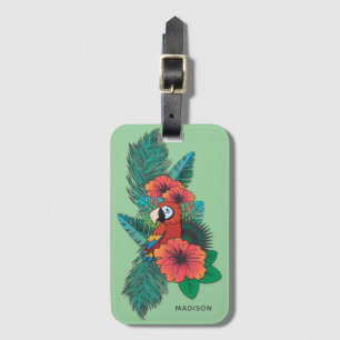 Custom name Tropical Parrot Luggage Tag