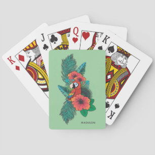 Custom name Tropical Parrot Playing Cards