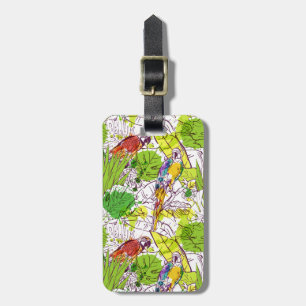 Custom Name Tropical Parrots Luggage Tag