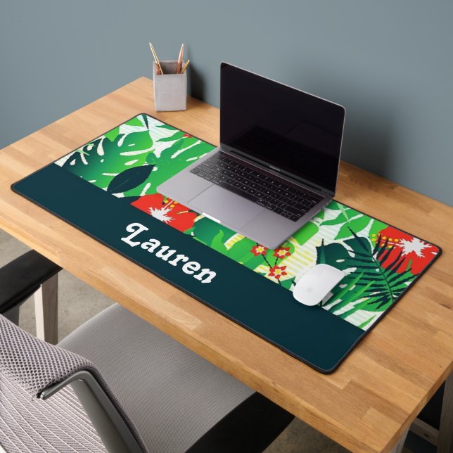 Custom name tropical pattern desk mat (Office 2)