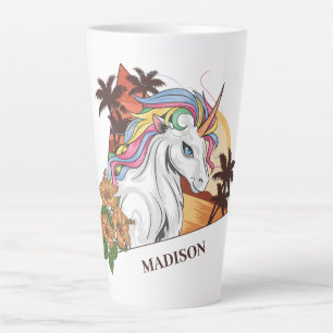 Custom Name Tropical Unicorn Latte Mug