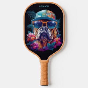 Custom Name Tropical Vacation Dog Pickleball Paddle