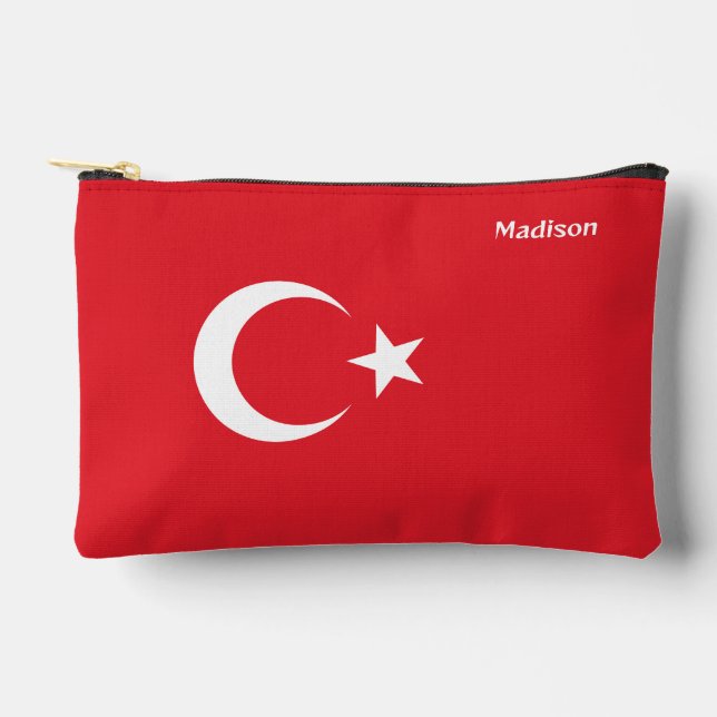 Custom Name Turkey Flag Accessory Pouch (Front)