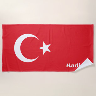 Custom Name Turkey Flag Beach Towel