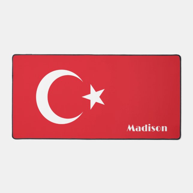 Custom Name Turkey Flag Desk Mat (Front)