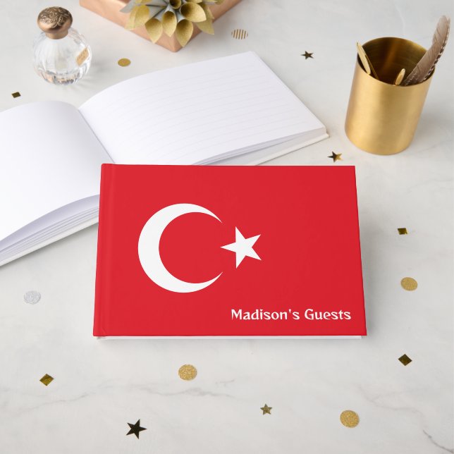 Custom Name Turkey Flag Guest Book (Front Open)