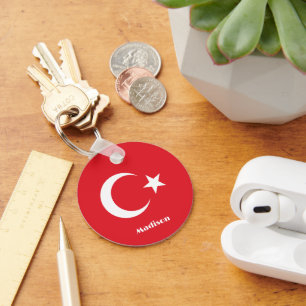 Custom Name Turkey Flag Key Ring