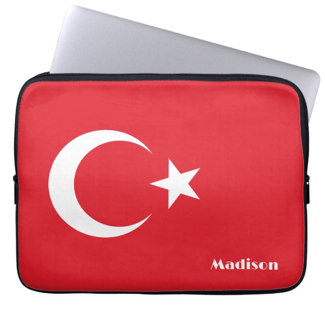 Custom Name Turkey Flag Laptop Sleeve (Front)