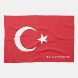Custom Name Turkey Flag Tea Towel