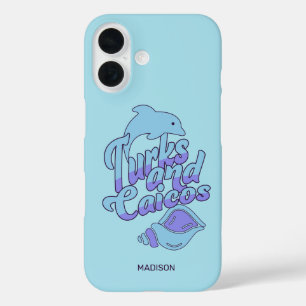 Custom Name Turks and Caicos Dolphin iPhone 16 Case
