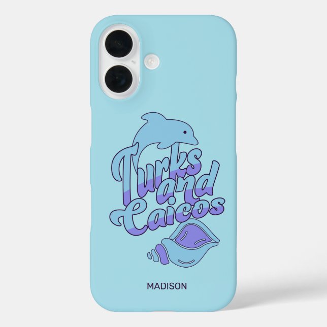 Custom Name Turks and Caicos Dolphin Case-Mate iPhone Case (Back)