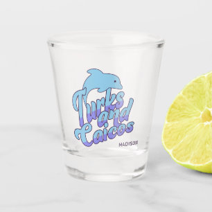 Custom Name Turks and Caicos Dolphin Shot Glass