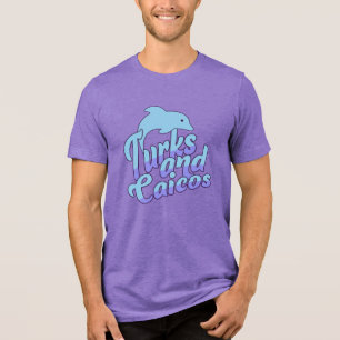 Custom Name Turks and Caicos Dolphin Tri-Blend Shirt