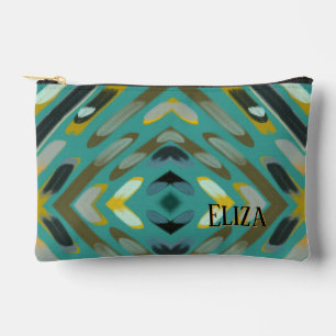Custom Name Turquoise Camo Colours Pattern Accessory Pouch