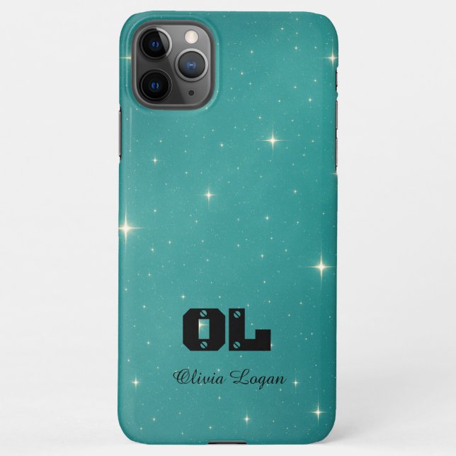 Custom Name Turquoise Starry iPhone Case (Back)