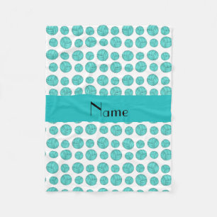 Custom name turquoise volleyball pattern fleece blanket