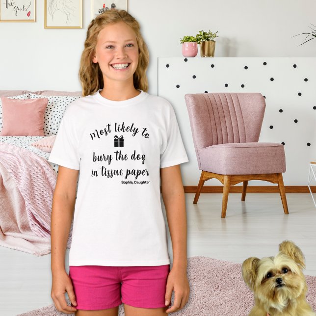 Custom Name Typography Cute Funny Holiday Matching T-Shirt (Custom Matching Funny Family Holiday Pet Owner T-shirts)