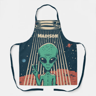 Custom Name UFO Alien Apron