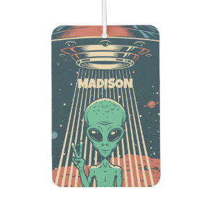 Custom Name UFO Alien Car Air Freshener