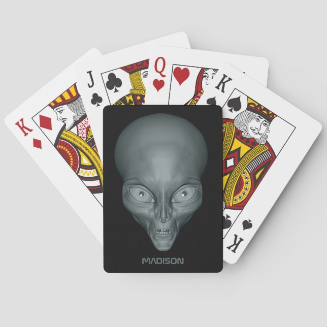 Custom name UFO Alien playing cards (Back)