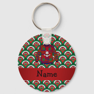 Custom name ugly christmas sweater candy canes key ring