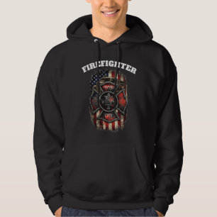 Custom Name Ultra-Grunge Firefighter Hoodie