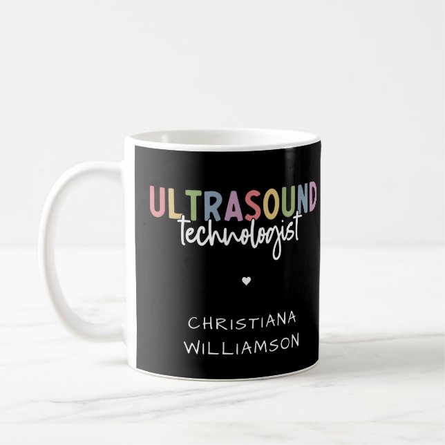 Custom Name Ultrasound Technologist Gifts Coffee Mug (Left)