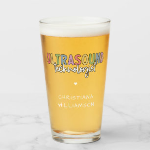 Custom Name Ultrasound Technologist Gifts Glass