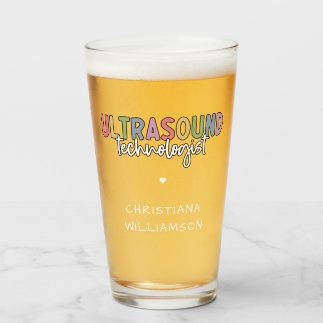 Custom Name Ultrasound Technologist Gifts Glass (Front Filled)