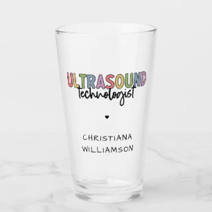 Custom Name Ultrasound Technologist Gifts Glass