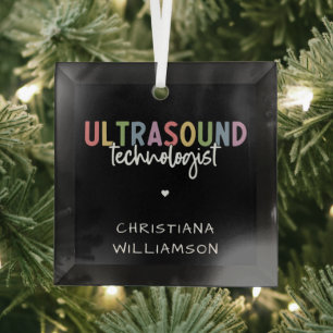 Custom Name Ultrasound Technologist Gifts Glass Tree Decoration