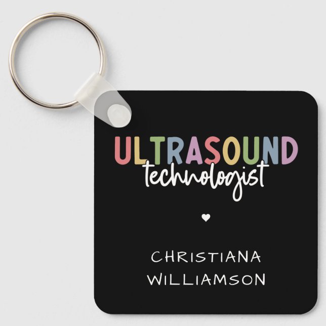 Custom Name Ultrasound Technologist Gifts Key Ring (Front)