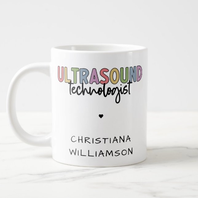 Custom Name Ultrasound Technologist Gifts Large Coffee Mug (Left)