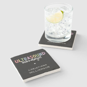 Custom Name Ultrasound Technologist Gifts Stone Coaster