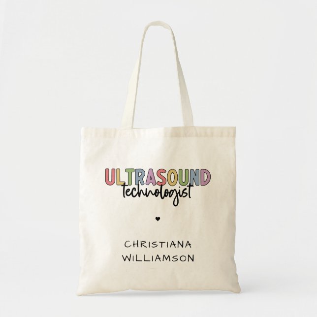 Custom Name Ultrasound Technologist Gifts Tote Bag (Front)