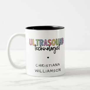 Custom Name Ultrasound Technologist Gifts Two-Tone Coffee Mug