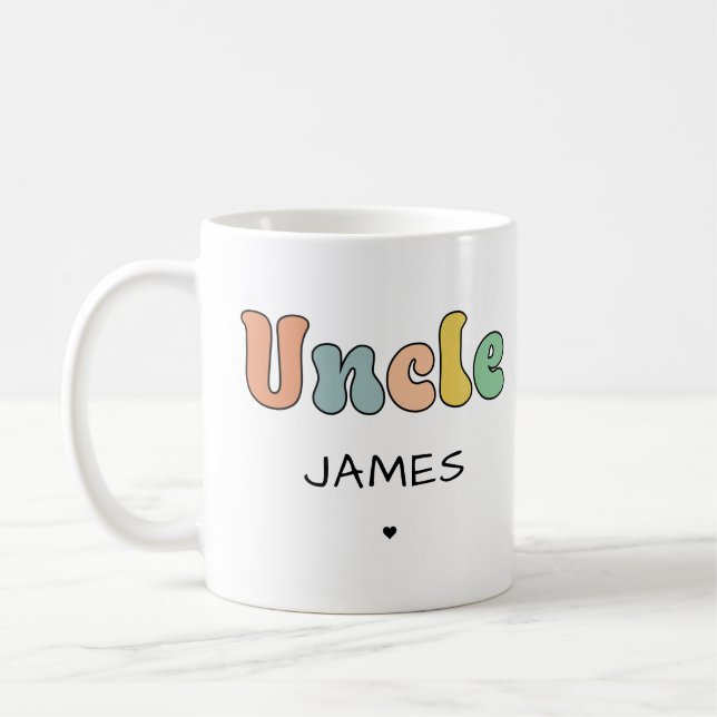 Custom Name Uncle Retro Gift | Uncle Personalised Coffee Mug (Left)