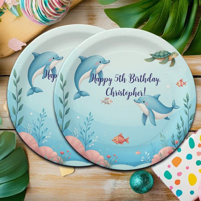 Custom Name Under the Sea Birthday Party Paper Plate (Creator Uploaded)