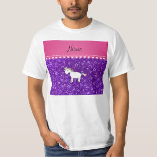 Custom name unicorn indigo purple glitter stars T-Shirt