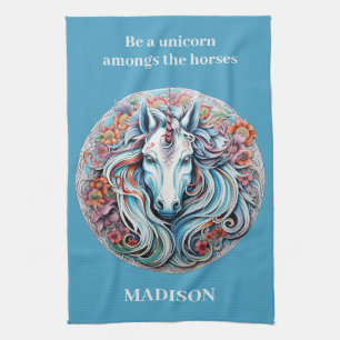 Custom Name Unicorn Tea Towel