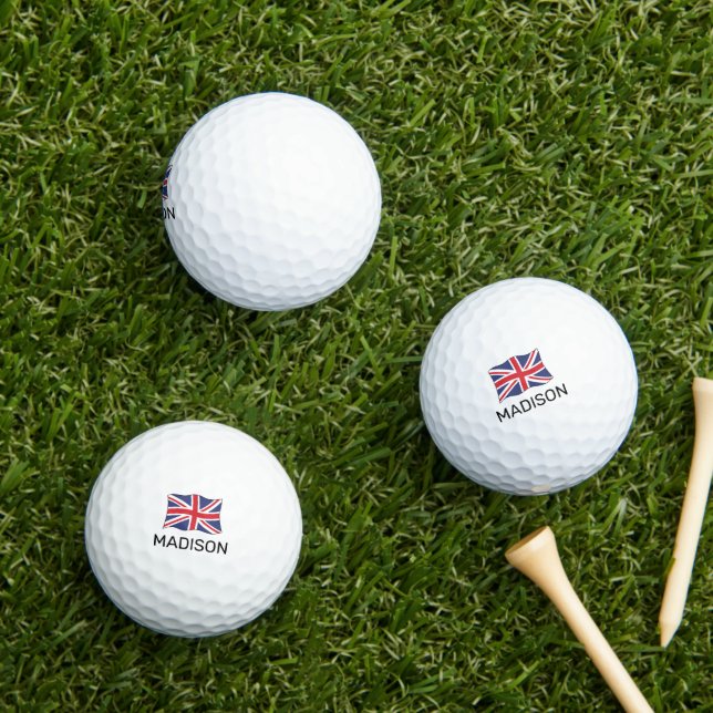 Custom Name United Kingdom Flag Golf Balls (Insitu Grass)
