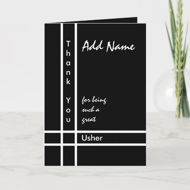 Custom Name - Usher Wedding Thank You Card (Front)