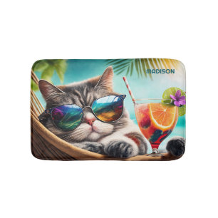 Custom Name Vacation Cat Bath Mat