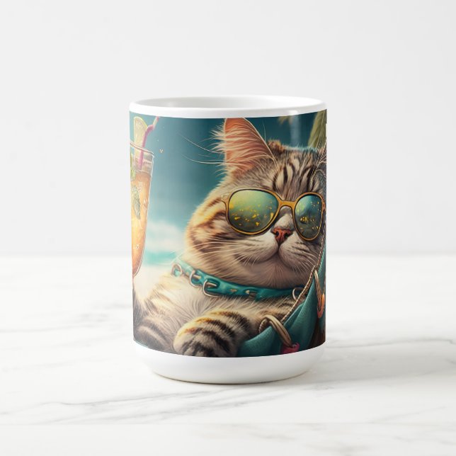 Custom Name Vacation Cat Coffee Mug (Center)