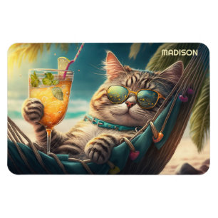 Custom Name Vacation Cat Magnet