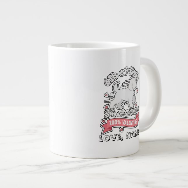 Custom Name Valentine 6lb of Fluff 7lb of Zoomies Large Coffee Mug (Front Right)