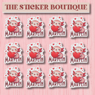 Custom Name Valentine’s Axolotl Sticker Pack
