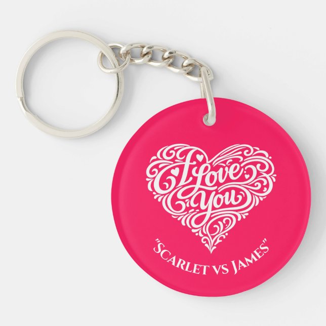 Custom Name Valentines day  Acrylic Keychain Gift (Front)